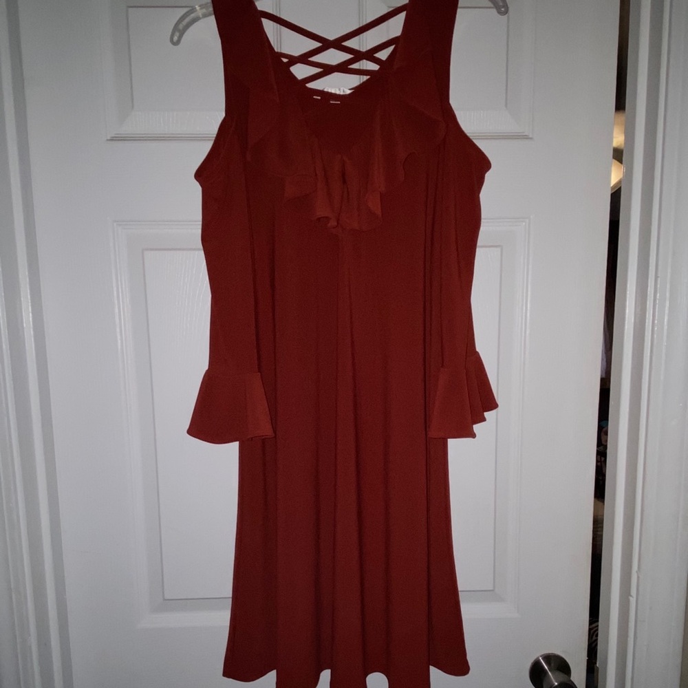 Red cold-shoulder dress